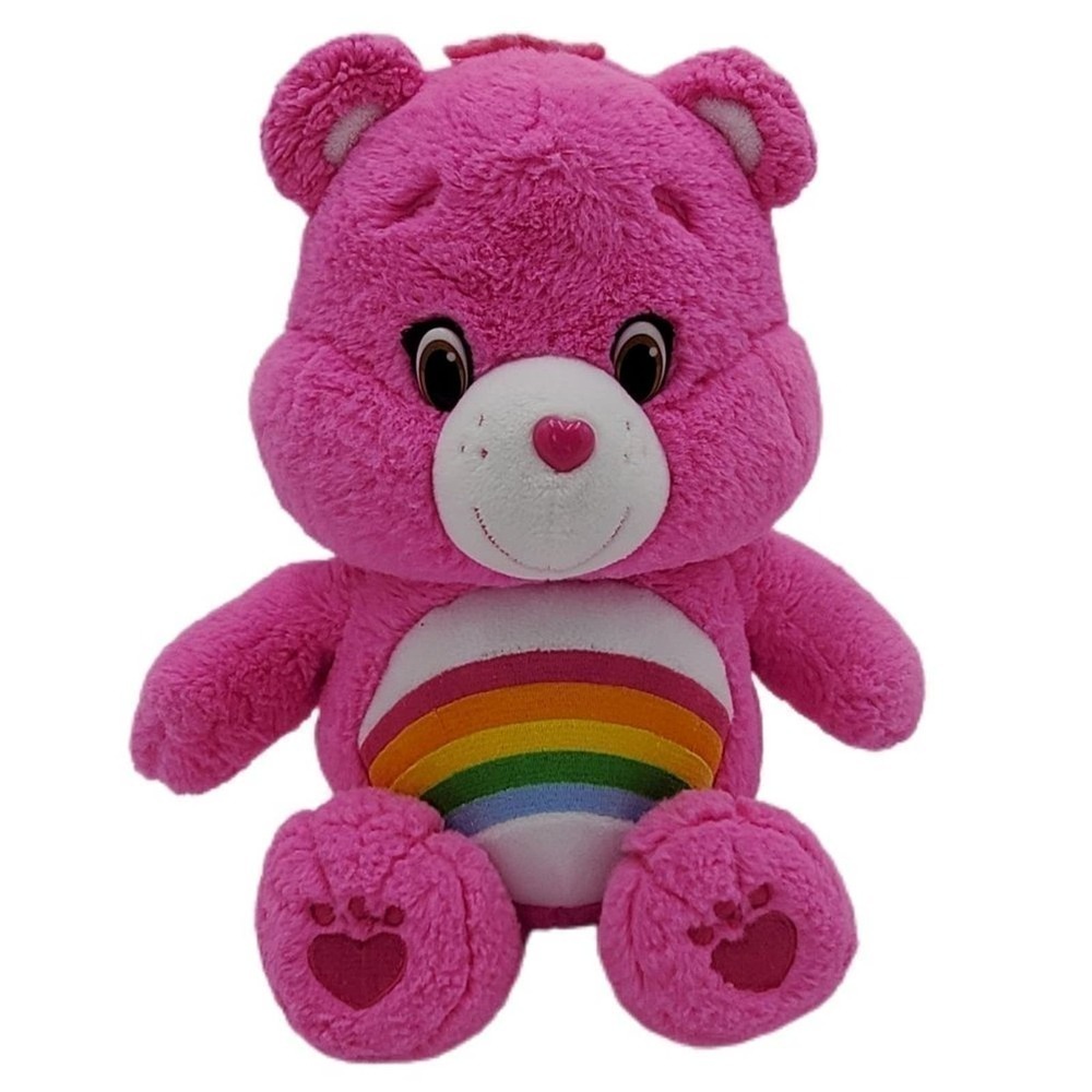 Care Bears Rainbow Cheer Bear Pink Stuffed Animal Plush 15 1/2" Tall Collectible